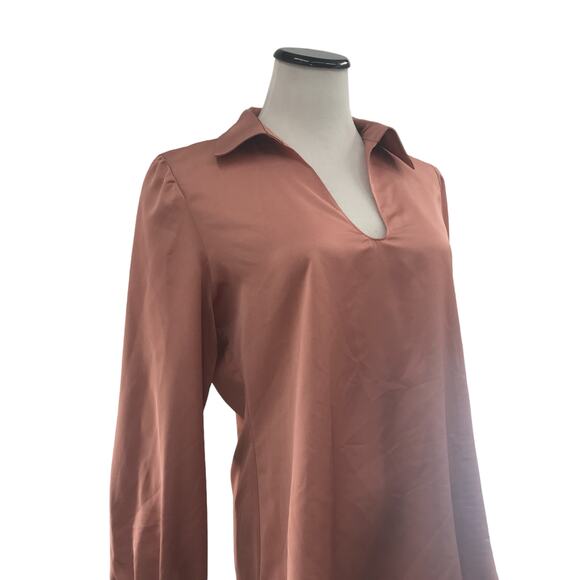 J. Crew Pink Collared Satin Back Crepe Popover Top - Picture 6 of 10